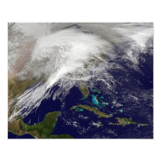 Satellite view of a massive winter storm photo print (Front)