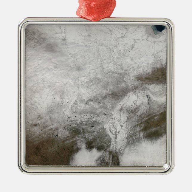 Satellite view of a severe winter storm metal ornament (Front)