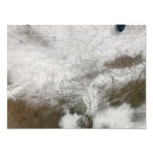 Satellite view of a severe winter storm photo print