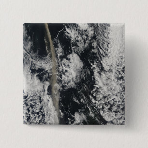 Satellite view of an ash plume 15 cm square badge