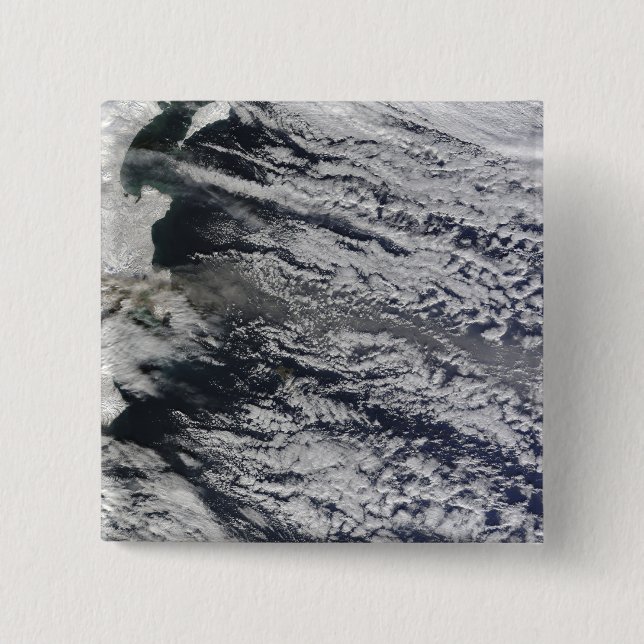 Satellite view of an ash plume 3 15 cm square badge (Front)