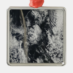 Satellite view of an ash plume metal ornament