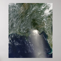 Satellite view of an oil spill