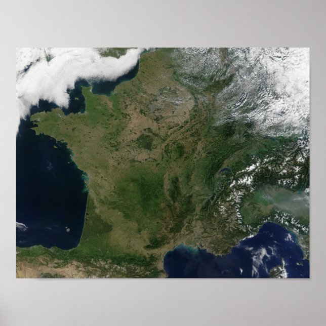 Satellite view of France Poster (Front)