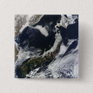 Satellite view of Japan 15 Cm Square Badge