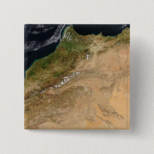 Satellite view of Morocco 15 Cm Square Badge
