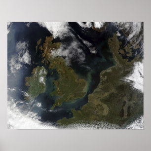 Satellite view of Northern Europe Poster