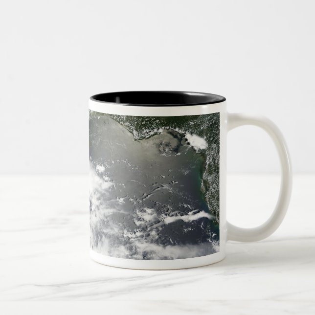 Satellite view of oil leaking 2 Two-Tone coffee mug (Right)