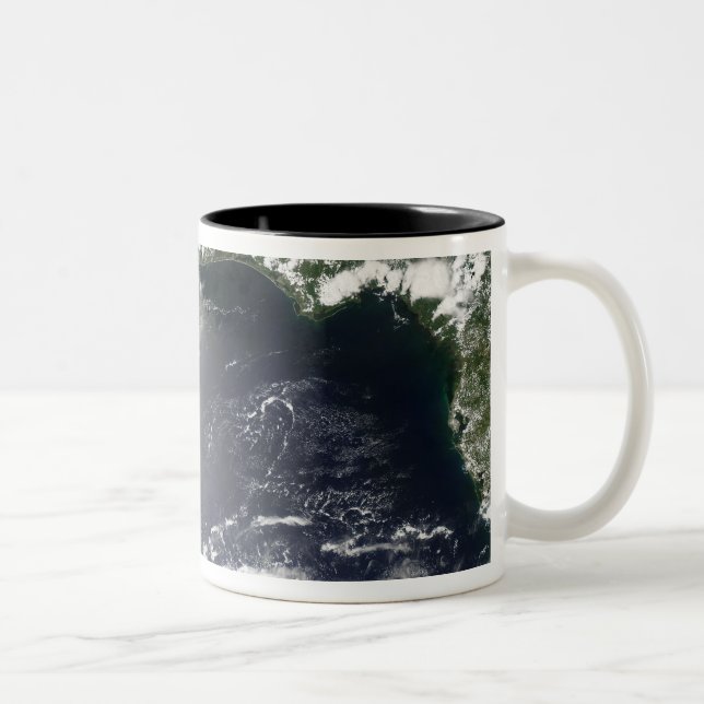 Satellite view of oil leaking Two-Tone coffee mug (Right)
