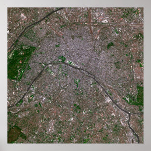 Satellite view of Paris, France Poster