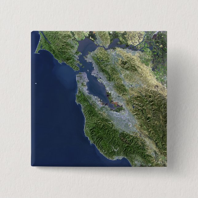 Satellite view of San Francisco, California 15 Cm Square Badge (Front)
