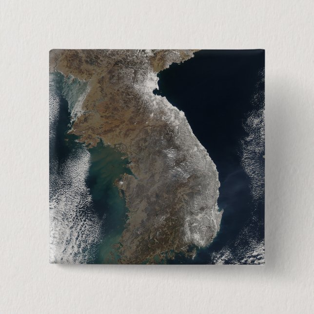 Satellite view of snowfall 15 cm square badge (Front)