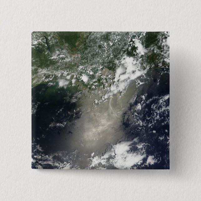 Satellite view of streaks and ribbons of oil 15 cm square badge (Front)