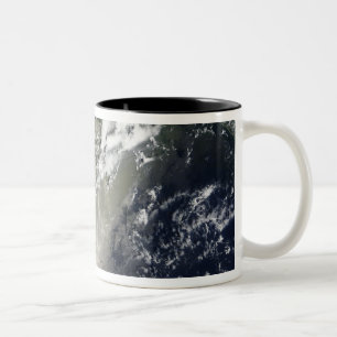 Satellite view of streaks and ribbons of oil Two-Tone coffee mug