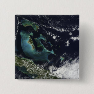 Satellite view of the Bahama Islands 15 Cm Square Badge