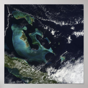 Satellite view of the Bahama Islands Poster