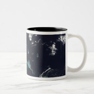 Satellite view of the Bahama Islands Two-Tone Coffee Mug
