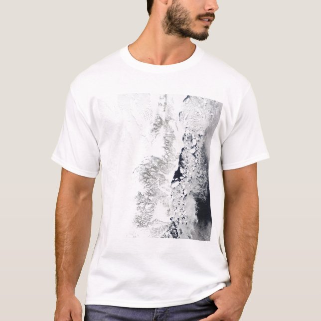 Satellite view of the eastern coast of Greenlan T-Shirt (Front)