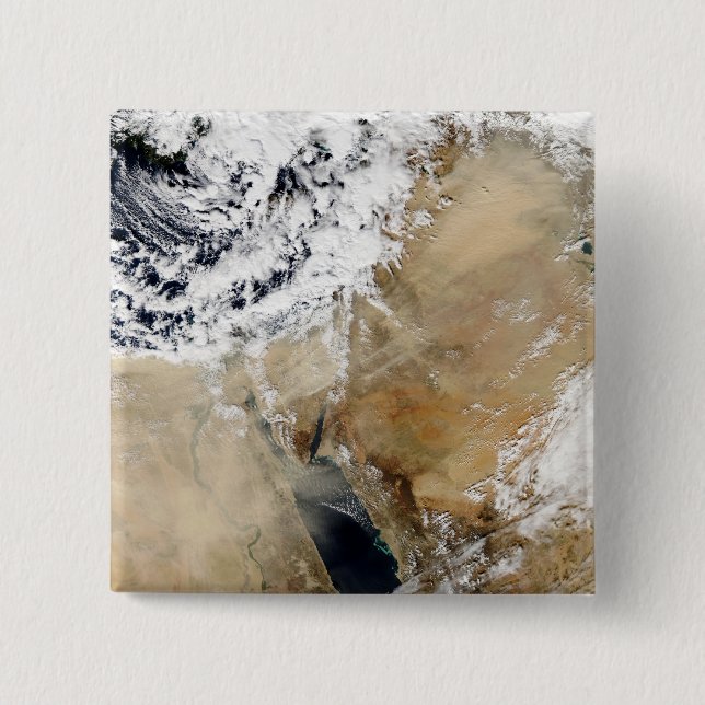 Satellite view of the Eastern Mediterranean 15 Cm Square Badge (Front)