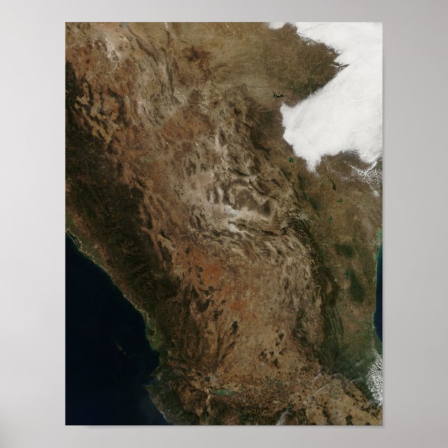 Satellite view of the landscape of central Mexi Poster (Front)