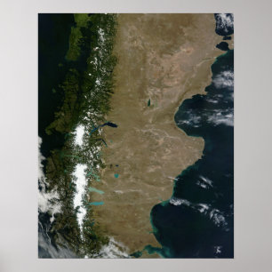 Satellite view of the Patagonia region Poster