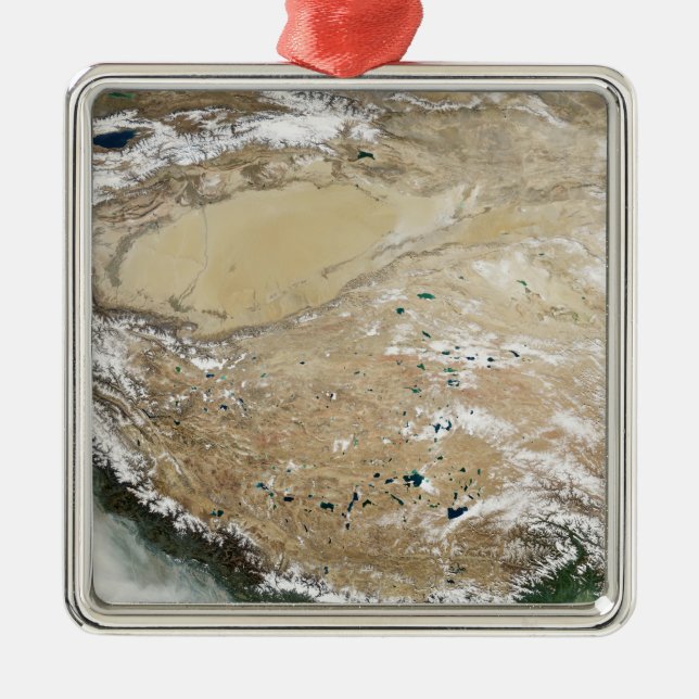 Satellite view of the Tibetan Plateau Metal Ornament (Front)