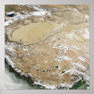 Satellite view of the Tibetan Plateau Poster