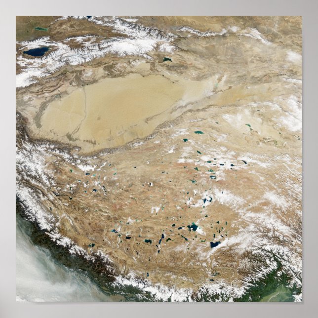 Satellite view of the Tibetan Plateau Poster (Front)