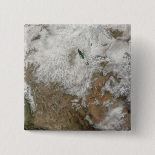 Satellite view of the western United States 15 Cm Square Badge