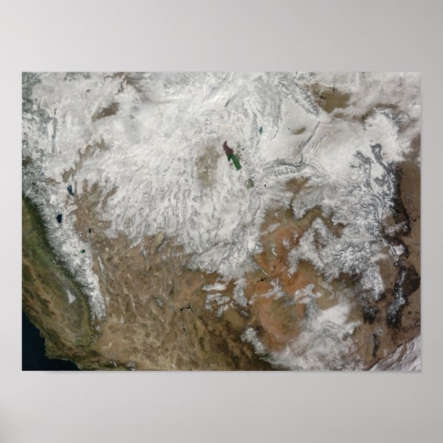 Satellite view of the western United States Poster (Front)