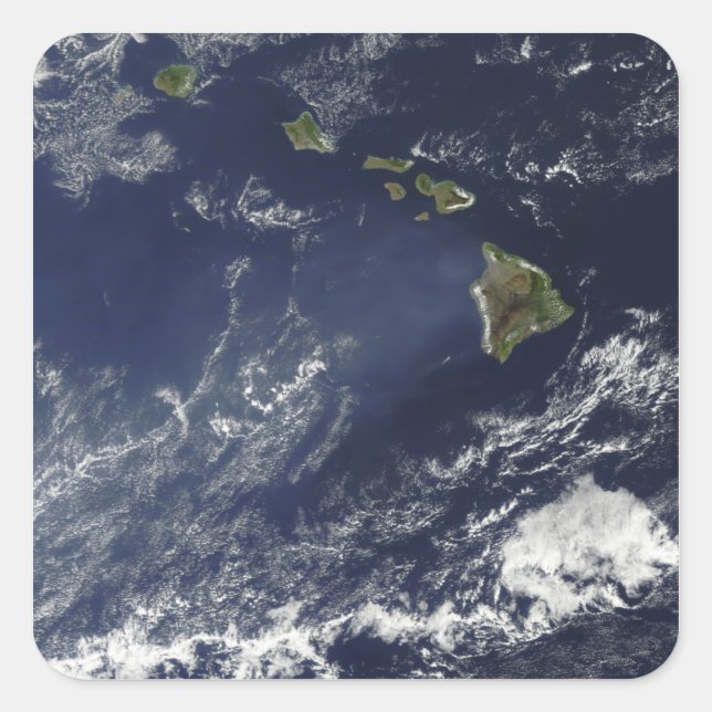 Satellite view of volcanic fog square sticker (Front)
