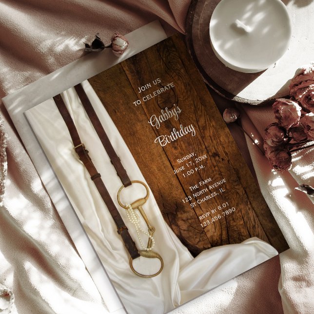 Satin and Horse Bit Country Western Birthday Party Invitation (Creator Uploaded)