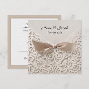 Satin Bow On Lace Wedding Vow Renewal Invitation