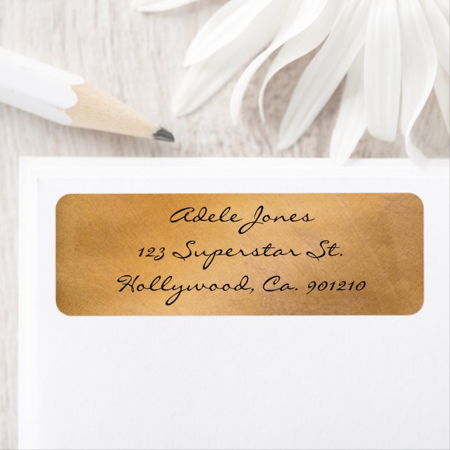 Satin Copper Gold Metallic Glaze Custom Return Address Label (Insitu)