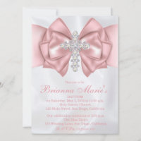 Satin Diamond Cross Baptism | Christening Invite