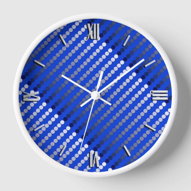 Satin dots - cobalt blue and pewter clock (Front)