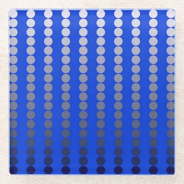 Satin dots - cobalt blue and pewter glass coaster (Front)