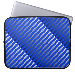 Satin dots - cobalt blue and pewter laptop sleeve