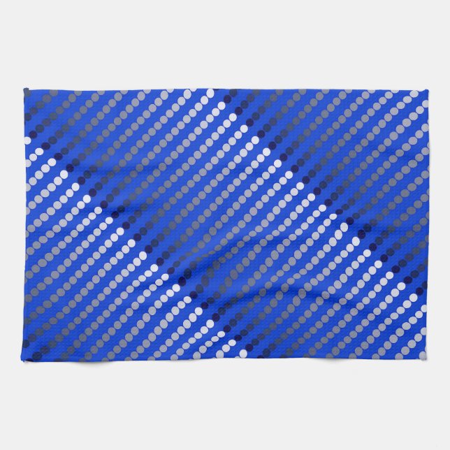 Satin dots - cobalt blue and pewter tea towel (Horizontal)