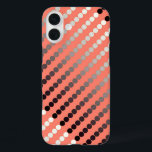 Satin dots - coral and pewter iPhone 16 plus case<br><div class="desc">Large scale rows of dots with a satiny gradient shaded from pale silver to deep pewter grey on a soft coral pink background</div>