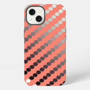 Satin dots - coral and pewter iPhone case