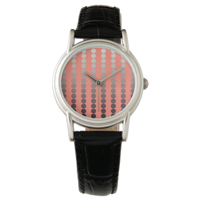 Satin dots - coral and pewter watch (Front)