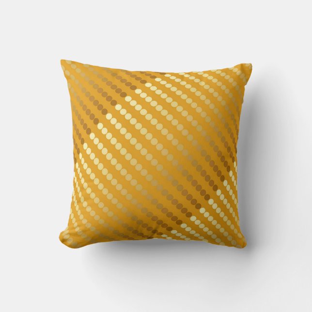 Satin dots - gold and mustard cushion (Front)