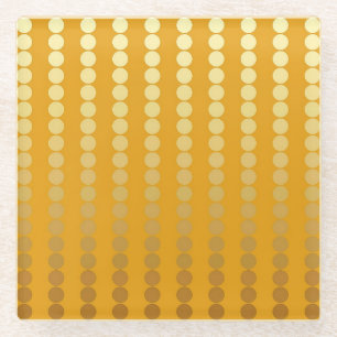 Satin dots - gold and mustard glass coaster