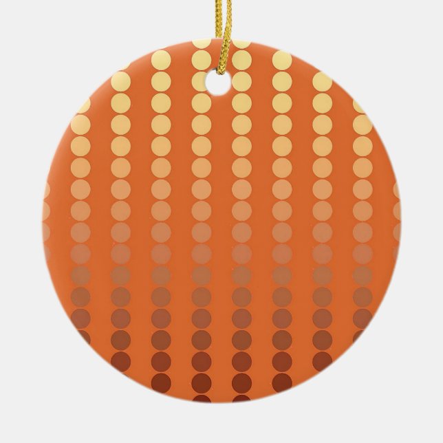 Satin dots - rust and gold ceramic tree decoration (Front)