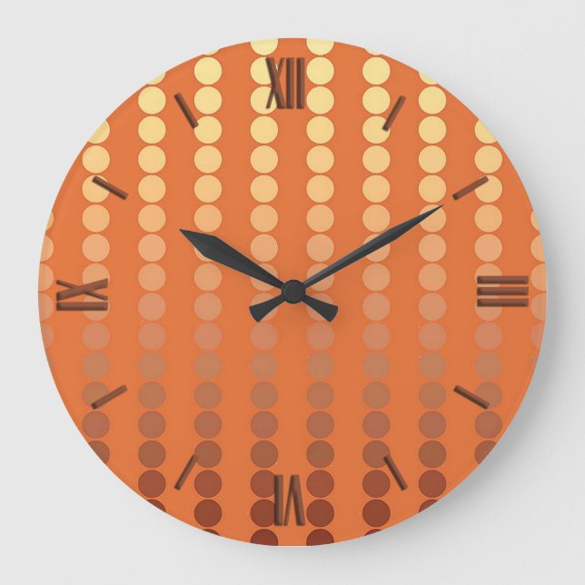 Satin dots - rust and gold large clock (Front)