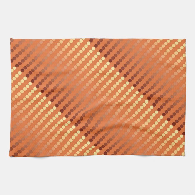 Satin dots - rust and gold tea towel (Horizontal)