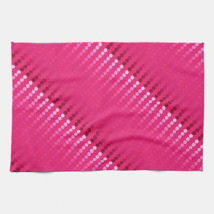 Satin dots - shades of fuchsia pink tea towel