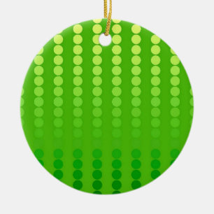 Satin dots - shades of lime green ceramic ornament