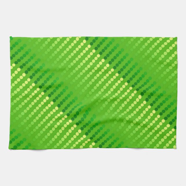 Satin dots - shades of lime green tea towel (Horizontal)